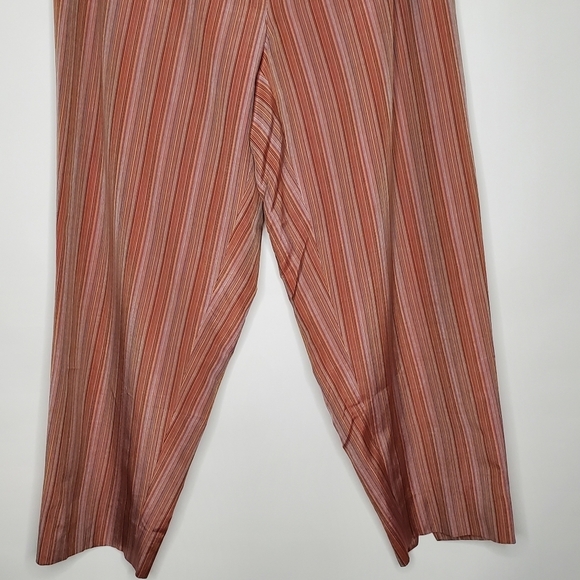 Talbots Woman Silk Blend Ankle Pants 16W Striped Hi-Rise Lined Stretch Waist - Picture 3 of 13